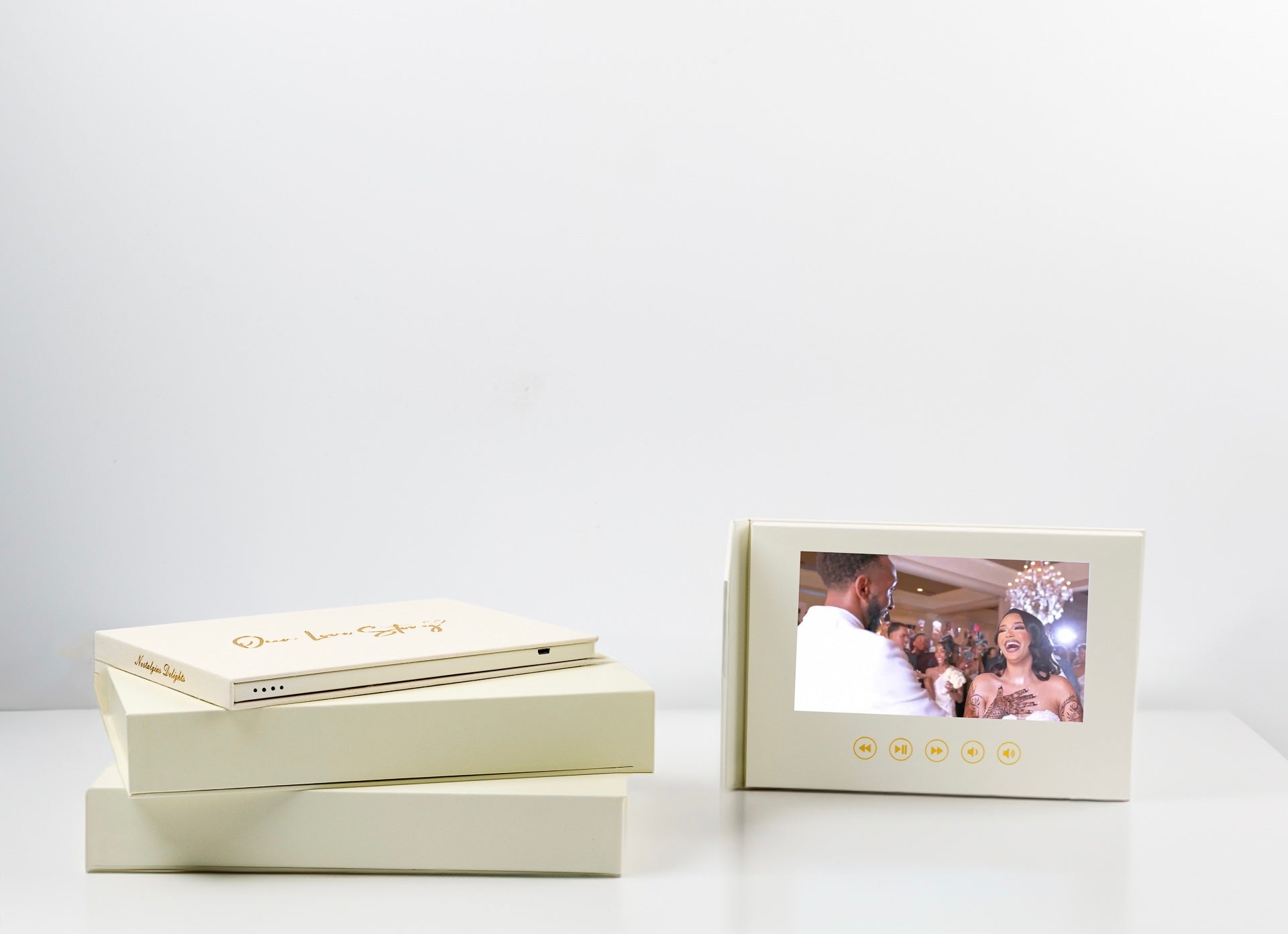The Motion Books (Our Wedding - Gold Foil) | Video Book That Plays Your Wedding Video | Card with Video Display Wedding Video Book Wedding Video Album